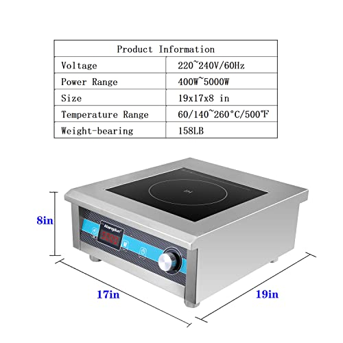 Commercial Induction Cooktop 5000W/220V Single-Phase Commercial Range Countertop Burners Hot Plate For Kitchen Restaurants Abangdun #TOP2