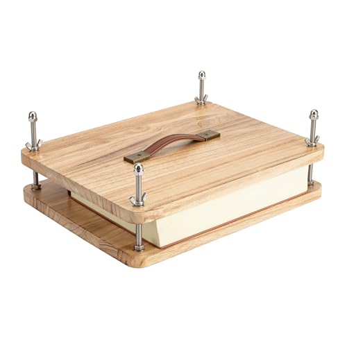 FUXAFU Wooden Book Press - 14.7x11.4 Large Craft Press with Comfort Grip Handle & Non-Slip Round Foot Pads, Ideal for Bookbinding, Scrapbooking, and DIY Projects