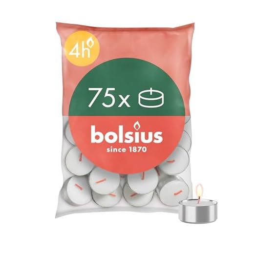 Bolsius - Velas de Té - 75 Unidades - Duración de Combustión: 4 Horas - Velas Decorativas para el Hogar - Contiene Cera Vegetal Natural - Sin Aceite de Palma