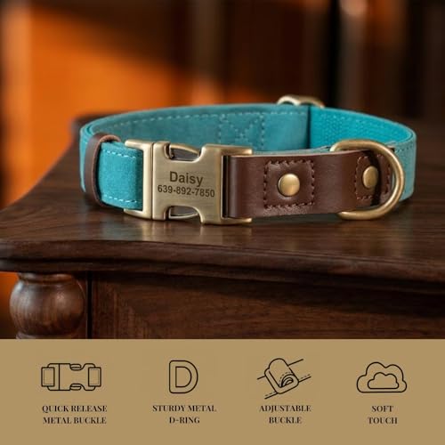 Image of Personalized Dog Collars, Quick Release Buckle, Light Blue,L