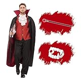 Joyful Start Vampire Costume for Men Adult, With Cape and Teeth, Halloween Dress Up L