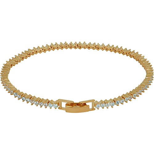 Lifetime Jewelry 24K Gold Plated 3.2Mm Cubic Zirconia Classic Tennis Bracelet | Gold Bracelets For Women | Size 6-7 Inch (Gold, 8 Inches) #TOP4
