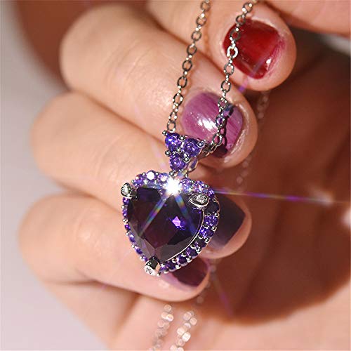 Uloveido Crystal Heart Necklace Love Pendant Wedding Valentines Jewelry for Women2