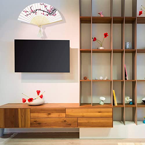 12 Pieces Cherry Folding Hand Fan Bamboo Folding Fans Fabric Chinese Flower Fans Handheld Bulk Foldable Fan Decorative Fans For Wedding Favor Gift Dance Party #TOP3