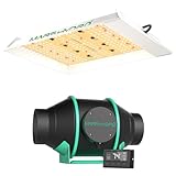 MARS HYDRO 2024 TS600 100Watt LED Grow Light 2x2ft Coverage, New Diodes Layout Full Spectrum Growing Lamps, 4 Inch Inline Duct Fan with Temp Controller, Exhaust Fan for Grow Tents, Hydroponics