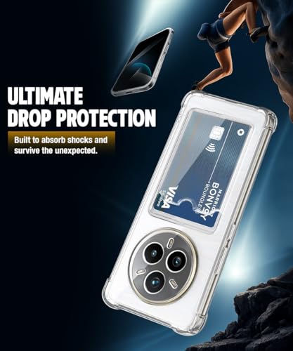 Image of WOW IMAGINE Transparent Back Cover Case for Realme 14 Pro Plus 5G | Flexible Built-in Slim Card Pockets Wallet | 360 Camera Protection TPU | Soft Silicone Mobile Cover - Transparent