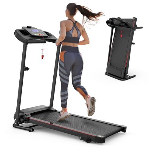 Image of Folding Treadmill for Home, 2.5 HP 12KM /H Electric Walking Pad Treadmill, Compact Portable Small Mini Treadmills for Small Spaces, Foldable Running Machine with Bluetooth, Cup Holder & HEA