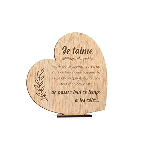 CONTRAXT Carte Cadeau Saint Valentin bois. Idée cadeaux carte declaration amour coeur amoureux lettre saint st valentin carte voeux originale homme femme lui valentines card (Couples)