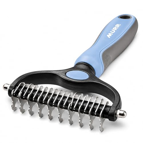 Dog grooming rake de matting brush for dogs undercoat brush for cats pet knot remover dematting comb black and blue