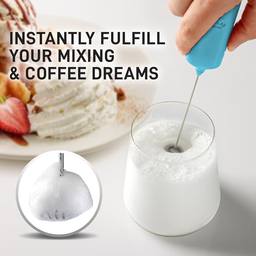 Image of Mini & Mighty Milk Frother Wand - Powerful Handheld Coffee Frother, Battery Operated Drink Mixer - Compact Pocket Size - Detachable Whisk for Latte, Cappuccino, Matcha, Hot Chocolate