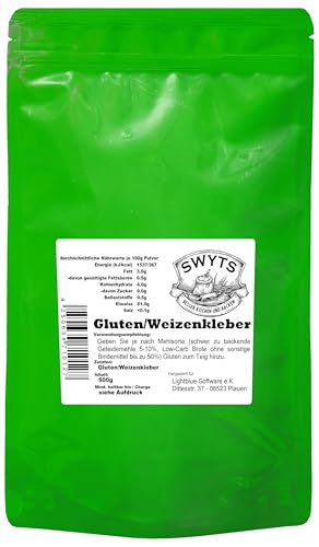 500g Gluten/Weizenkleber - für bessere Teigstruktur und Low-Carb-Rezepte - Backen und Kochen wie die Profis mit Qualität von von SWYTS - mind. 12 Monate MHD
