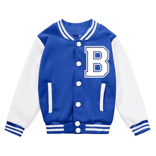 Image of BAICAIYU Kids Baseball Jackets Boys and Girls Varsity Coat Buttons Cardigan Letter Sport Letterman School Jacket