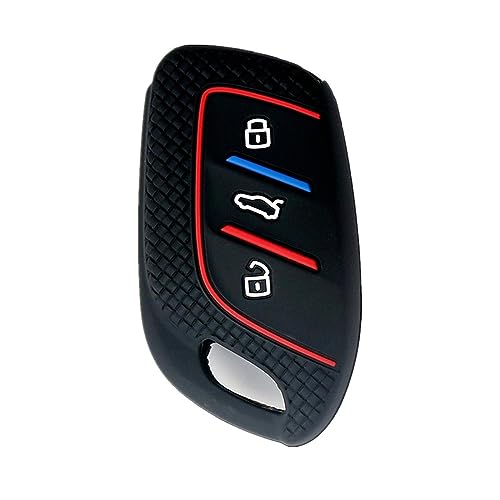 Happyit Honeycomb Pattern Silicon Car Key Cover Cases for Roewe RX3 RX8 ERX5 RX5 I6 I5 MG4 MG5 MG6 MG ZS EV HS EHS ZX GT 3 Buttons (Black)