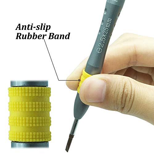 Flat Head Screwdriver 2.5mm, Slot-head Precision Screwdriver -2.5mm, S2 High Alloy Steel Flat Blade, Magnetic Tip, Rotating Cap, Anti-slip Grip, Small Slotted Screwdriver Hand Tool for Maintenance