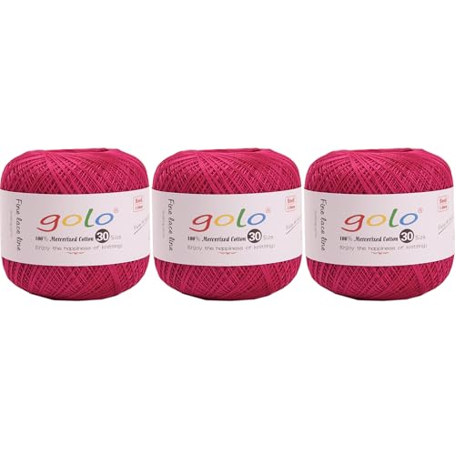 Image of golo 3 Balls Crochet Thread Size 30 Embroidery Thread Yarn for Hand Kniting Yarn for Tatting 600
