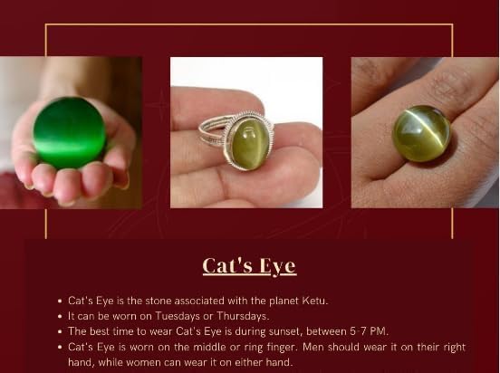 Pierre yeux de chat naturels pour bague astrologique Lehsunia Ketu