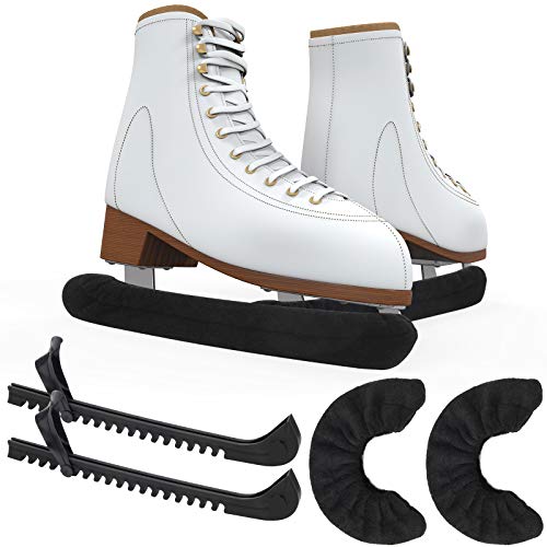 COITEK Ice Skate Guards Kit, 2 in 1 - Ice Skating Guards and Skate Blade Covers for Figure Hockey Skates (Black, M)