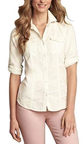 Preisvergleich Produktbild Eddie Bauer Bluse Langarmbluse Elfenbein Gr. XL