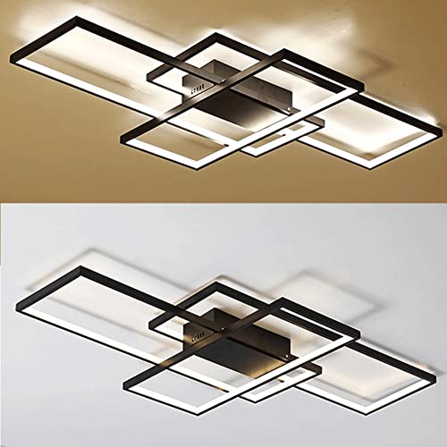 Plafonnier LED rectangle à chasse d'eau en acrylique dimmable pour salle à manger