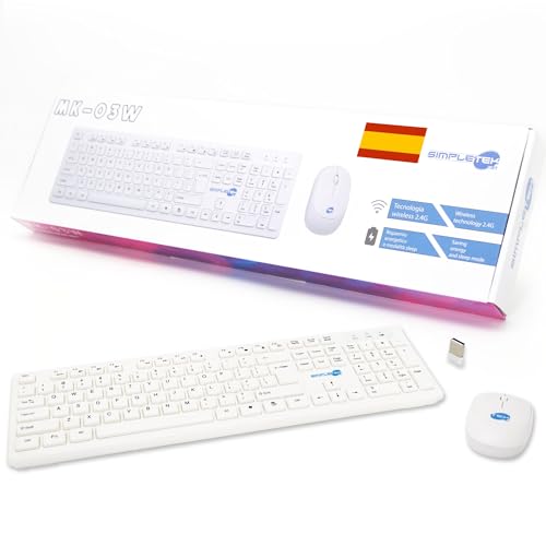 Clavier sans fil 2.4G Layout ES et souris ergonomique 3 touches anti-fatigue