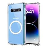 Rinboqe Clear Magnetic Phone Case for Samsung Galaxy S10, Compatible with MagSafe Crystal Transparent TPU Shockproof Protection
