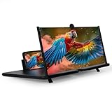 Inscrip Handy Bildschirmlupe, Faltbarer 3D HD Handy Vergrößerungs Bildschirm auf Alle Smartphones, Tragbarer Bildschirmvergrößerer mit Ständer für Movies, Videos, Gaming, Schwarz (12 Zoll)