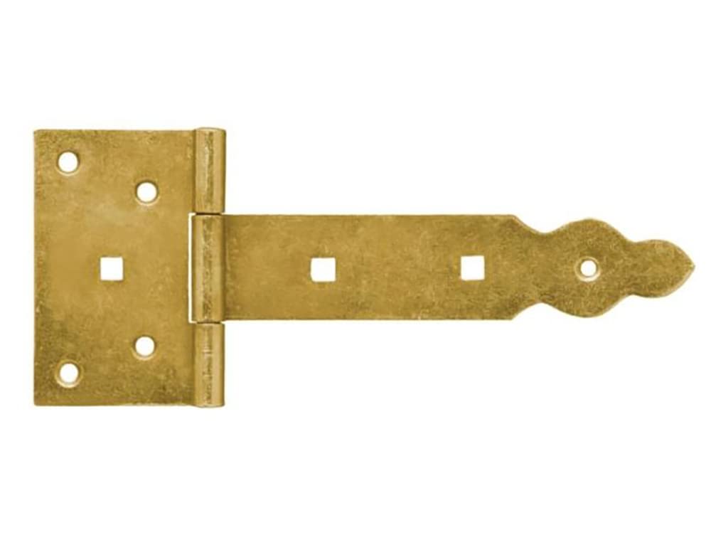 350mm Gold Decorative Hinges for External Use On Gate Doors, Shed Doors and Barn Doors T-Hinge (Pack of 2)