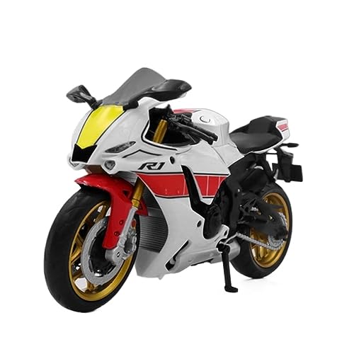 Moto Yamaha YZF-R1M 1:12 de colección en metal fundido a presión blanco