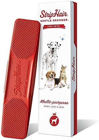 StripHair Gentle Groomer for Dogs 6-in-1 Shedding Grooming Massage Sensitive Red