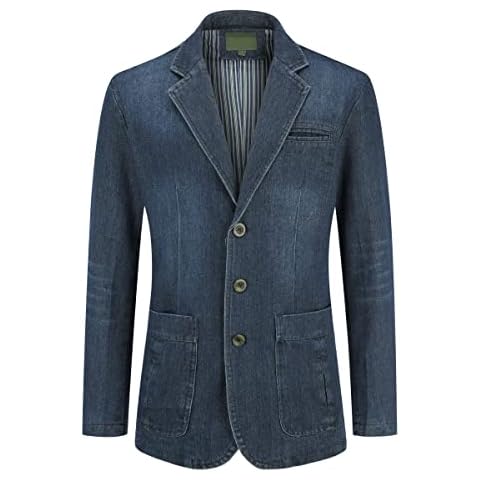 YOUTHUP Men's Denim Blazer with Pockets Cover
