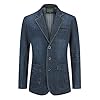 YOUTHUP Blazer Homme Nouveau Casual Veste en Jean Denim Loose Costume Affaires Blazer Veste Manteaux Mens Cowboy Suit Jacket Coat, Bleu Foncé, L