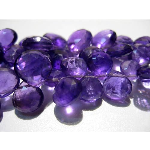 Cœur à facettes d'améthyste de 8mm, fil améthyste violette africaine de 4 pouces