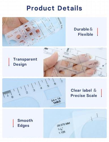 GAUENEEN 6 peças de modelos arquitetônicos, modelo de círculo, planta de casa, design de interiores