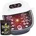 Foot Spa Bath Massager with Heat Bubbles and Vibration Massage and Jets, 16 OZ Calming Lavender Foot Soak Epsom Salt, MoodRelish Foot Soaker with Red Light, 22 Massage Rollers, Adjustable Temp -Grey