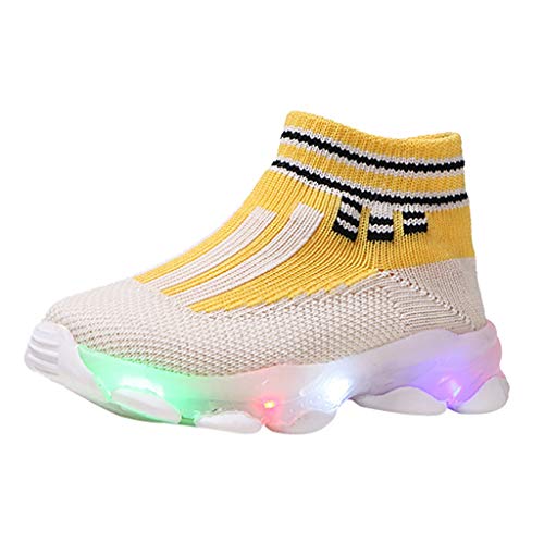 Kids Light Up Shoes for Boys and Girls Flashing High-top Sneakers Slip on Unisex Child Bling Girls Mary Jane Shoes