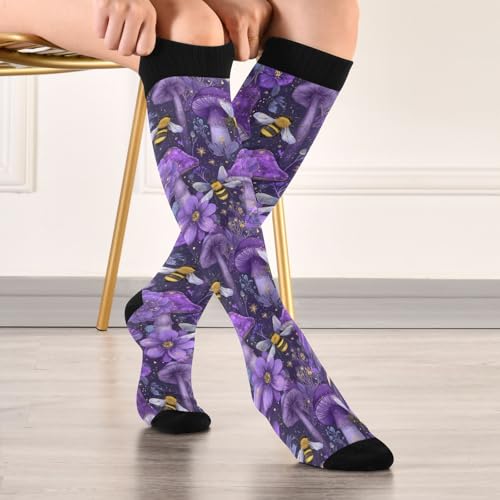 Image of Pigsaly Red White Polka Dot Womens Compression Socks Athletic Tube Sock Knee High Socks Outdoor Sport Socks