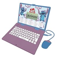 LEXIBOOK, Disney Stitch, Bilingual Bulgarian/English educational computer, Toy for children with 124 language, writing, maths, logic, music activities and games, Blue, JC598Di20