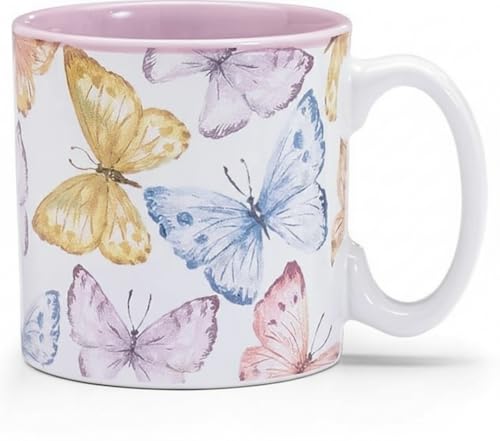 MUG 13 OZ PASTEL BUTTERFLIES