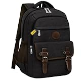 Mochila Masculina Feminina de Lona Super Resistente Confortavel Reforçada Executiva Estilosa e resistente Para o Dia a Dia Passeio Viagens (Preto)