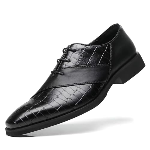 Image of SANNAX Men's Elegant Formal Shoes Non-Slip Oxford Dress Shoes for Business Wedding Uniform, Size 7.5 Black