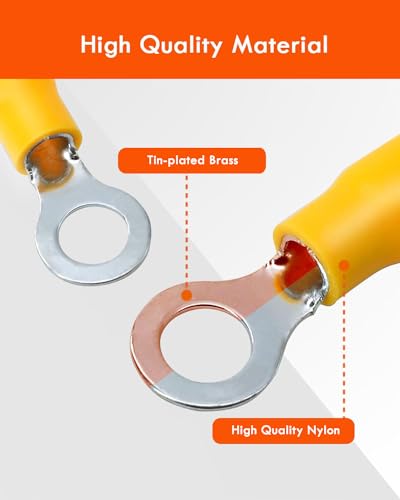 Gorffy Ringkabelschuhe, 260 Stücke Kabelschuhe, 0,5-6mm² Ringösen Kabelschuhe, Ø M4/M5/M6/M8 Ringkabelschuhe Set, Kabelschuhes Quetschverbinder Sortiment