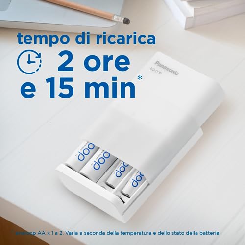 Eneloop Smartplus Travel Caricabatterie Usb, Per 1-4 Batterie Ricaricabili Aa/Aaa, 2.25 Ore Tempo Di Ricarica, 10 Funzioni Di Sicurezza, 4 Batterie Eneloop Aa (2000 Mah) Incluse - 5