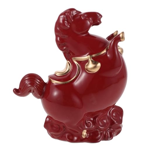 Sculpture de cheval Feng Shui en céramique rouge idée cadeau unique