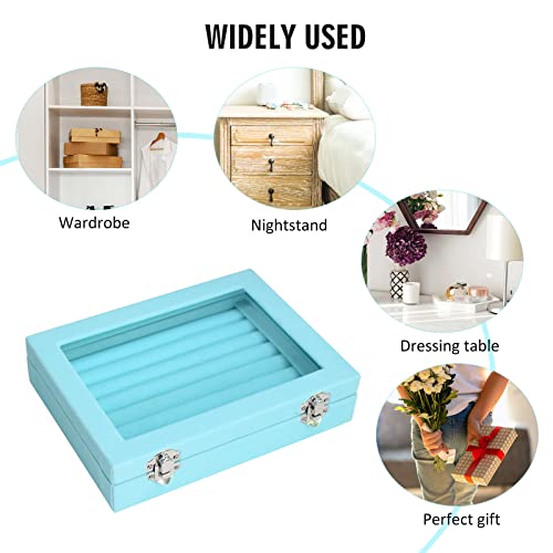 Vicoter Rings Organizer Tray 7 Slots Velvet Jewelry Earring Storage Box With Transparent Lid Jewelry Display Case For Girls Wife Mom Women thumb #5