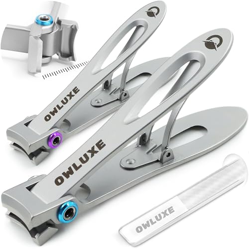 Owluxe Nail Clippers Set of 3 with Catcher, Toe Nail Clippers for Thick Nails with Nail File, Heavy Duty Fingernail & Toenail Clippers for Men, Women & Seniors in Gift Box