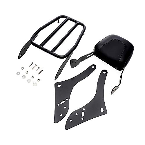 MotorFansClub Sissy Bar Backrest Luggage Rear Rack Passenger Back Seat Cushion Fit For Compatible With Honda Rebel CMX300 CMX500 2017-20 Black