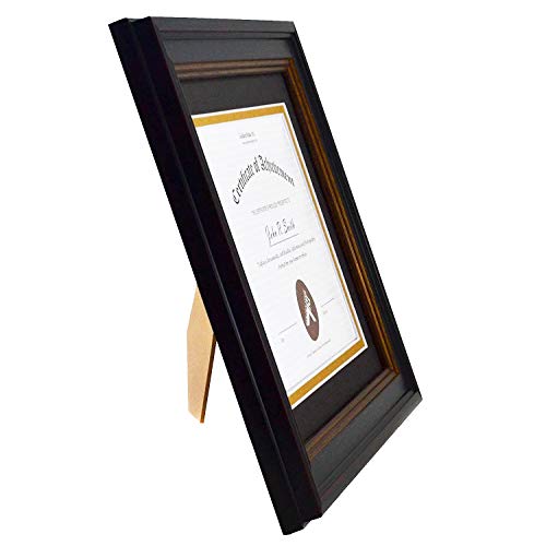 Golden State Art, 8X10 Frame For 6X8 Diploma/Certificate/Picture, Black Gold & Burgundy Color. Includes Double Mat, Real Glass & Table-Top Display (Black Over Gold Double Mat) #TOP1