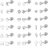 🛒 LO QUE OBTIENE: puede obtener 18 pares de aretes con barra de acero inoxidable con un pedido. 18 pares de pendientes de botón con diferentes formas (estrella, luna, corazón, bola, triángulo, cruz, relámpago, cuadrado, barra, cz, perla, ect ...). Variedad de tipos, para satisfacer tus diferentes necesidades diarias para realizar diferentes combinaciones, haciendo que tu día a día sea tan encantador. Se puede utilizar como decoración diaria o como regalo.