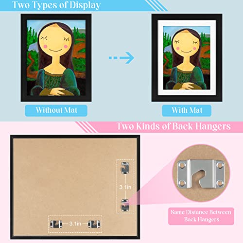 Image of 2-Pack Kids Art Frames, 11x14 Front Opening Kids Artwork Frames Changeable, Displays 9x12 With Mat and 11x14 Without Mat, Holds 50 Pcs, for 3D Picture, Crafts, Children Drawing, Hanging Art, Portfolio