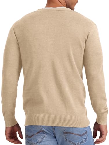 Nitagut Men'S Vintage Striped Long Sleeve Cardigan Sweater With Button V Neck Knitted Sweaters Beige thumb #4